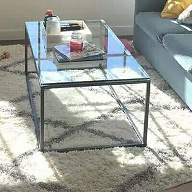 Contemporary Rectangular Glass Frame Base Coffee Cocktail Table