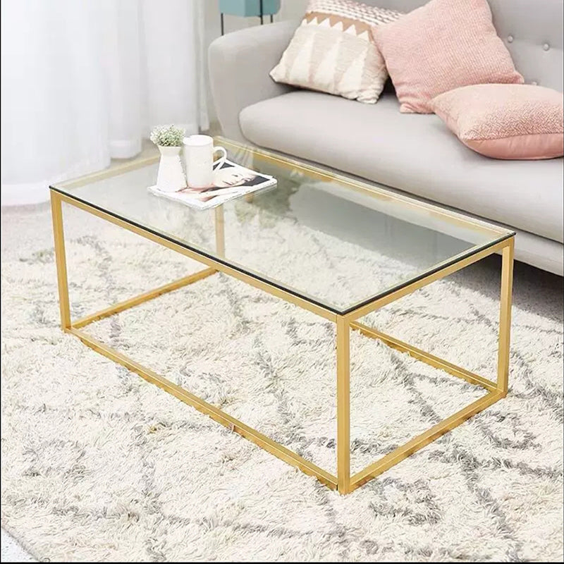 Contemporary Rectangular Glass Frame Base Coffee Cocktail Table