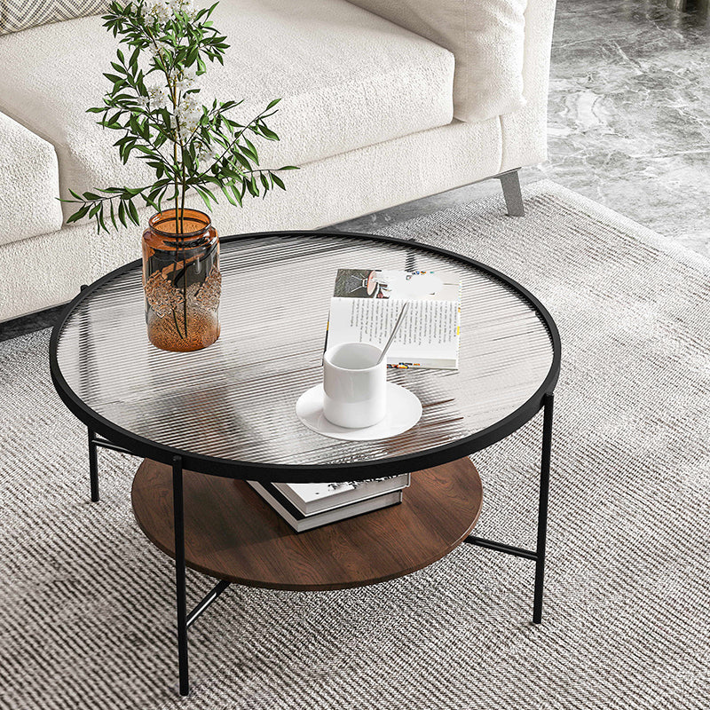 Gold/Black Metal 4 Legs 1 Coffee Table Modern Glass Top Table