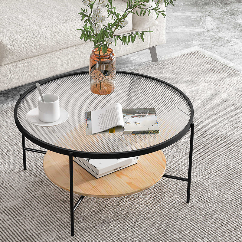 Gold/Black Metal 4 Legs 1 Coffee Table Modern Glass Top Table