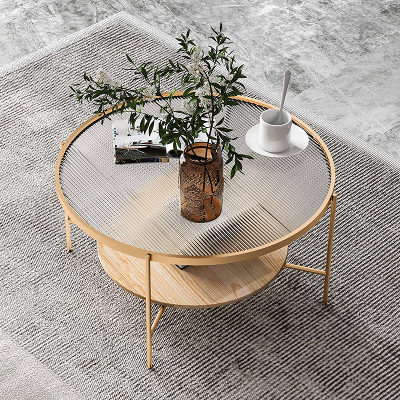 Gold/Black Metal 4 Legs 1 Coffee Table Modern Glass Top Table