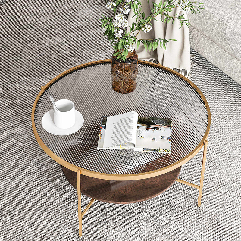Gold/Black Metal 4 Legs 1 Coffee Table Modern Glass Top Table