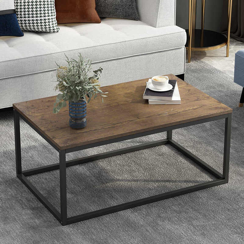 Modern Rectangular Steel Frame Coffee Table  Black Cocktail Table