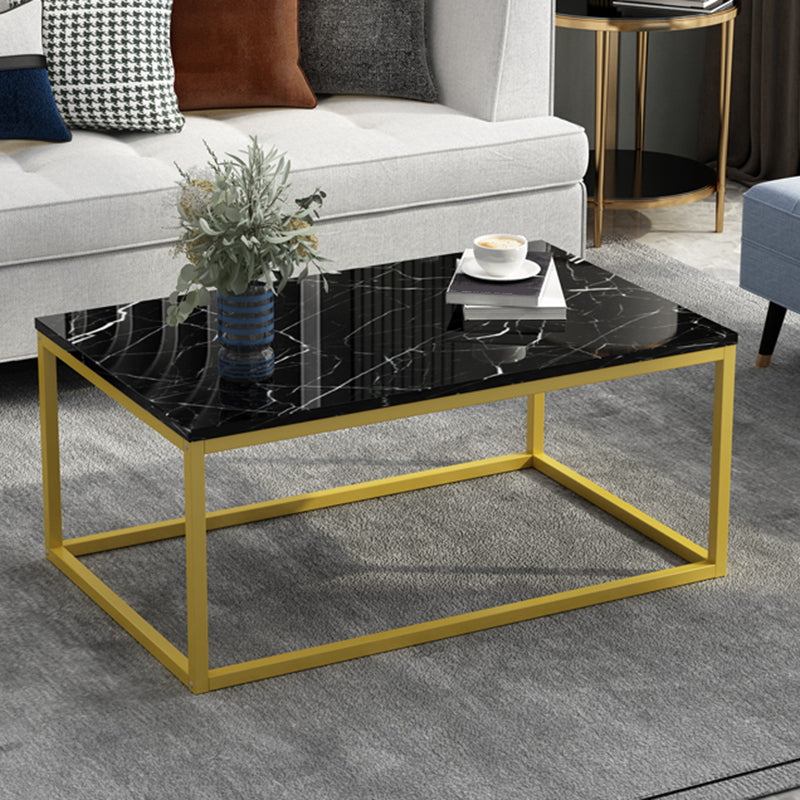 Modern Rectangular Steel Frame Coffee Table  Black Cocktail Table