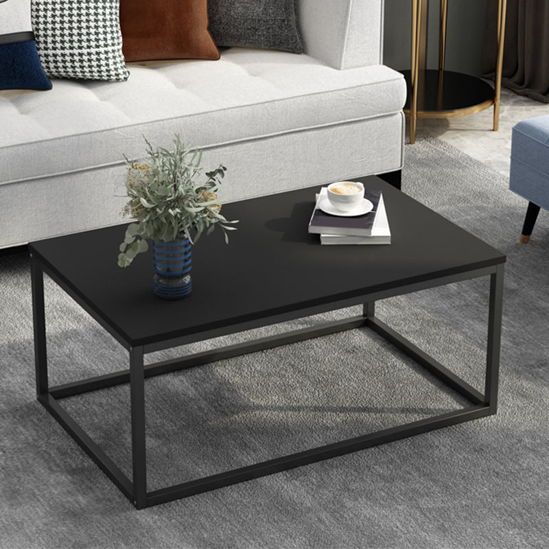 Modern Rectangular Steel Frame Coffee Table  Black Cocktail Table