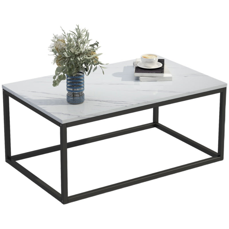 Modern Rectangular Steel Frame Coffee Table  Black Cocktail Table