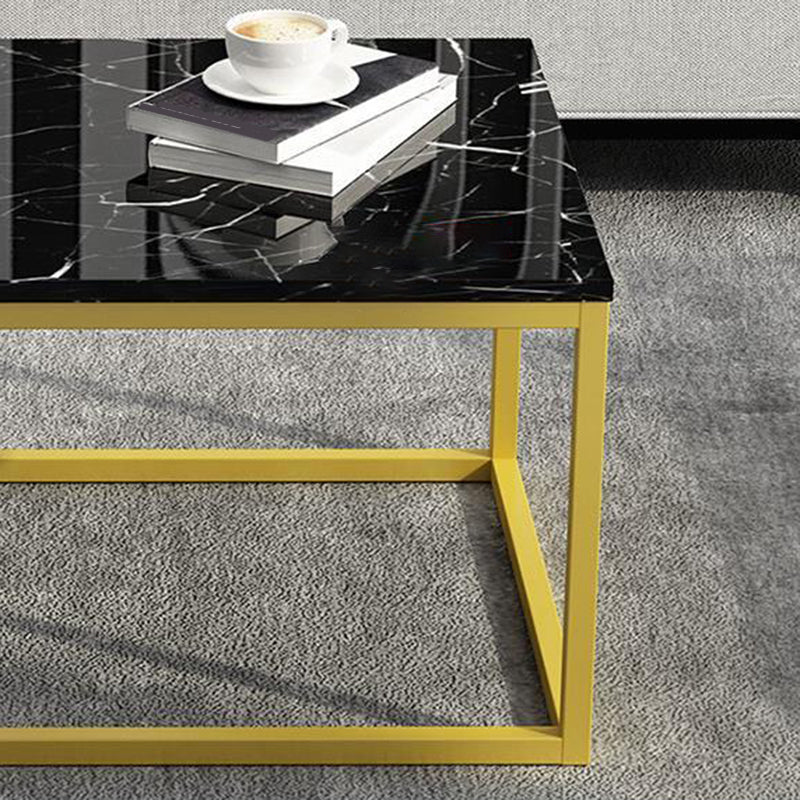 Modern Rectangular Steel Frame Coffee Table  Black Cocktail Table