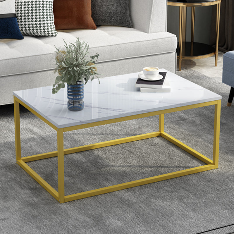 Modern Rectangular Steel Frame Coffee Table  Black Cocktail Table