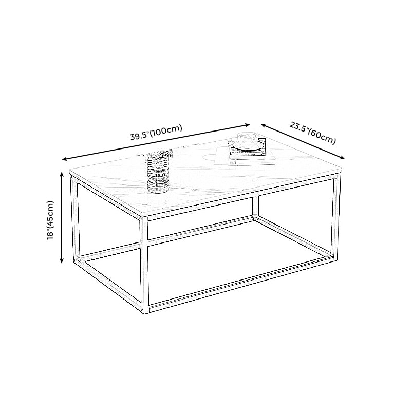 Modern Rectangular Steel Frame Coffee Table  Black Cocktail Table