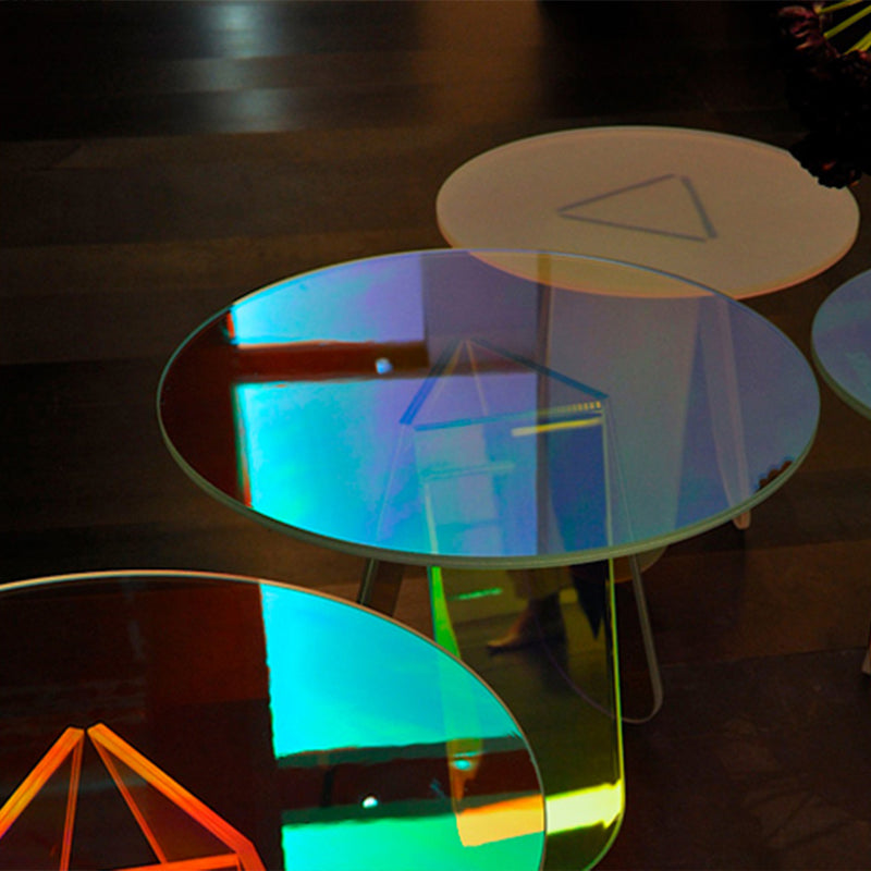 Acrylic 3 Legs Coffee Table Fixed Modern Round Cocktail Table