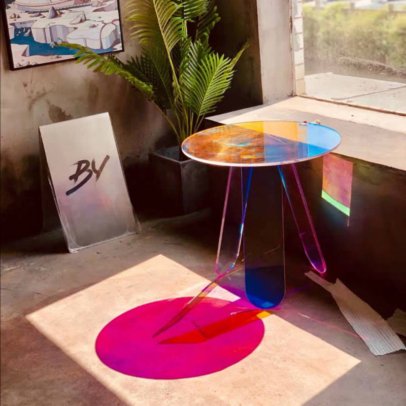 Acrylic 3 Legs Coffee Table Fixed Modern Round Cocktail Table