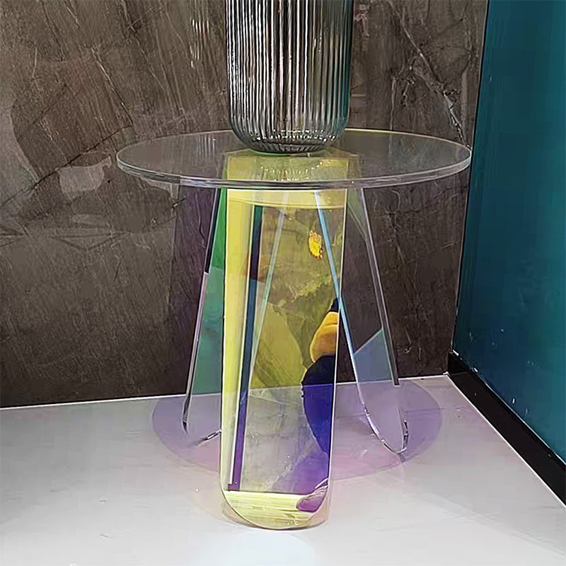 Acrylic 3 Legs Coffee Table Fixed Modern Round Cocktail Table