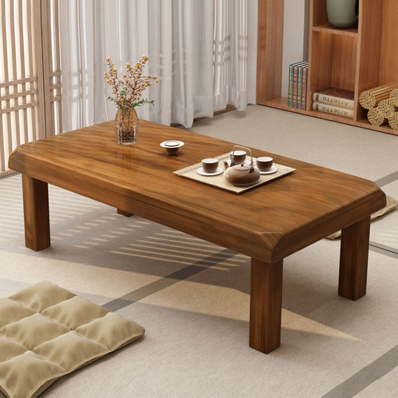 4 Legs Rectangular Wood Coffee Table in Brown of 17.7 Inches High