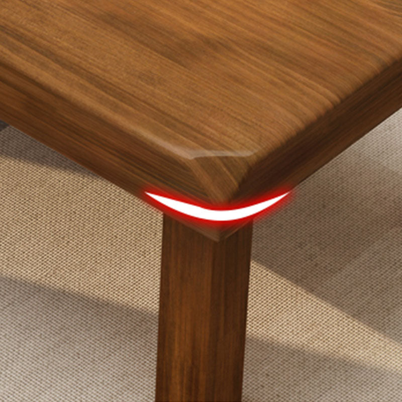 4 Legs Rectangular Wood Coffee Table in Brown of 17.7 Inches High