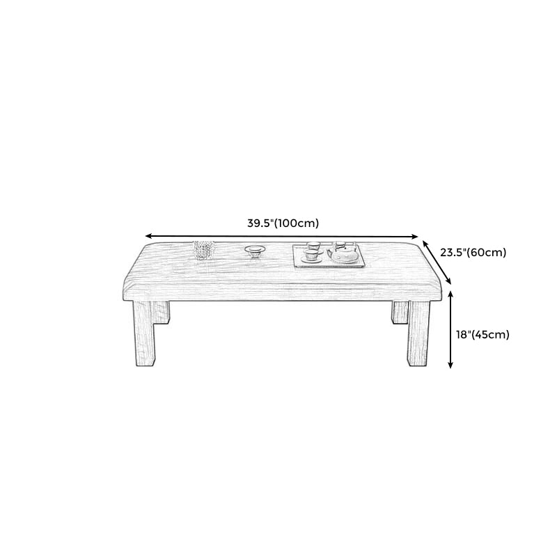 4 Legs Rectangular Wood Coffee Table in Brown of 17.7 Inches High
