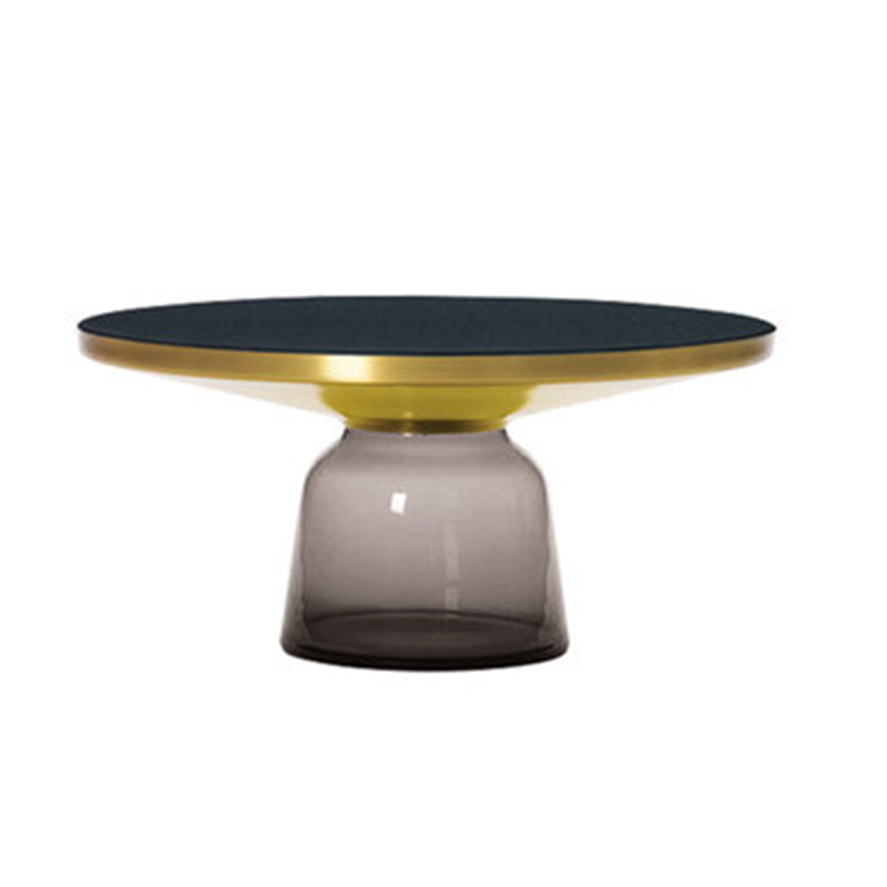 Pedestal 1 Single Coffee Table Metal and Glass Statement Cocktail Table