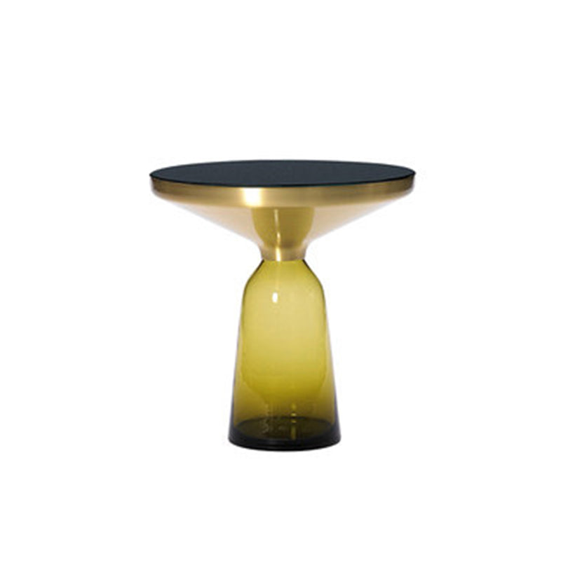 Pedestal 1 Single Coffee Table Metal and Glass Statement Cocktail Table