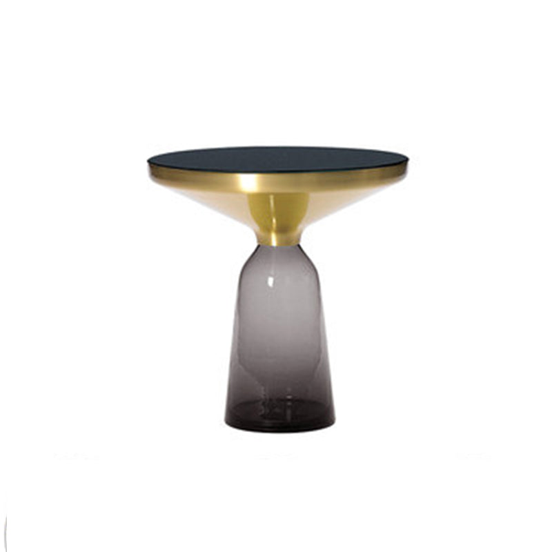 Pedestal 1 Single Coffee Table Metal and Glass Statement Cocktail Table
