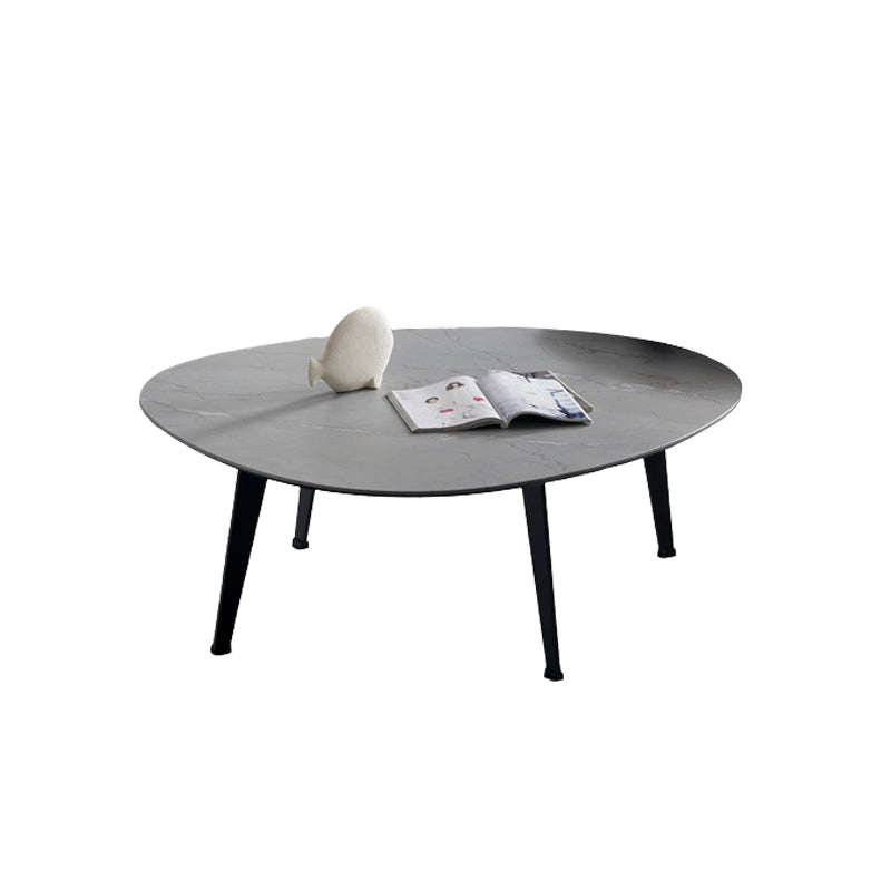 Contemporary White/Grey Free Shape Coffee Table with Metal Base