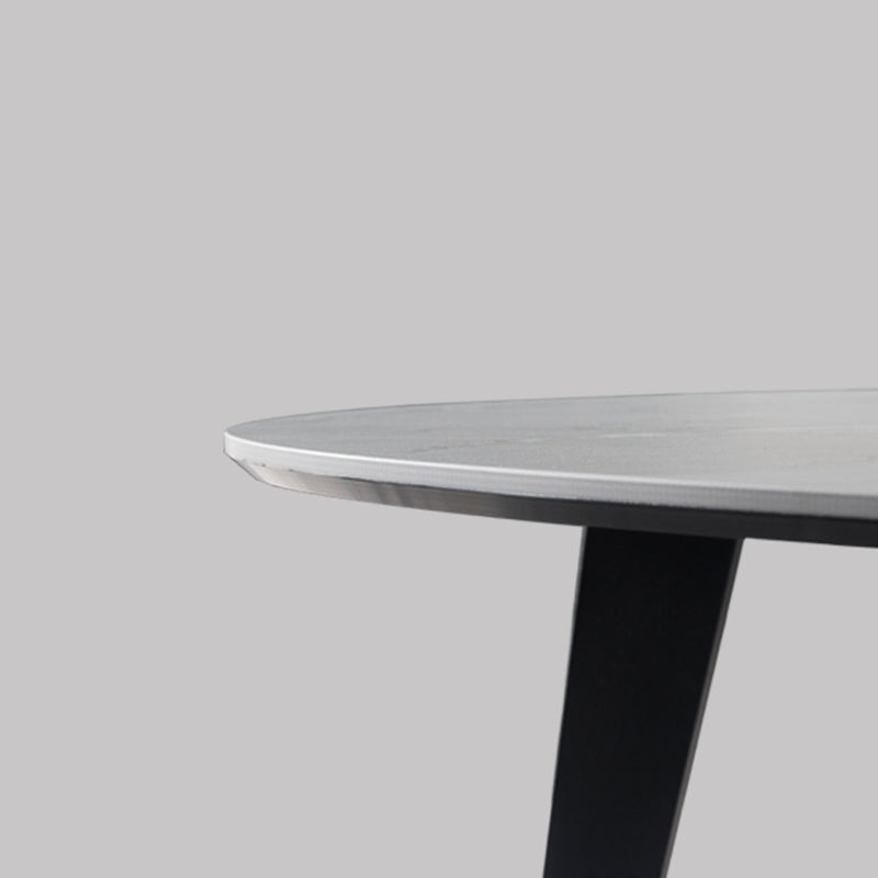 Contemporary White/Grey Free Shape Coffee Table with Metal Base