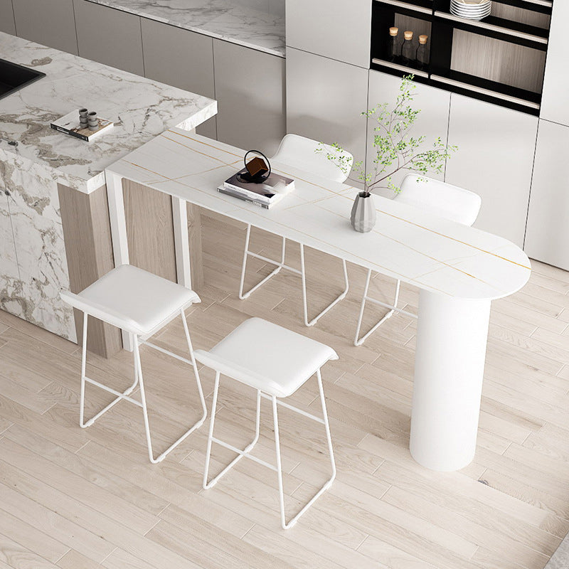 Stone Counter Table Iron Base 42-inch Height Contemporary Bar Table for Island