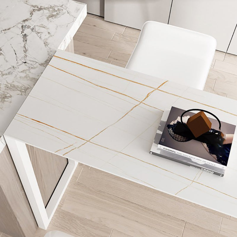 Stone Counter Table Iron Base 42-inch Height Contemporary Bar Table for Island