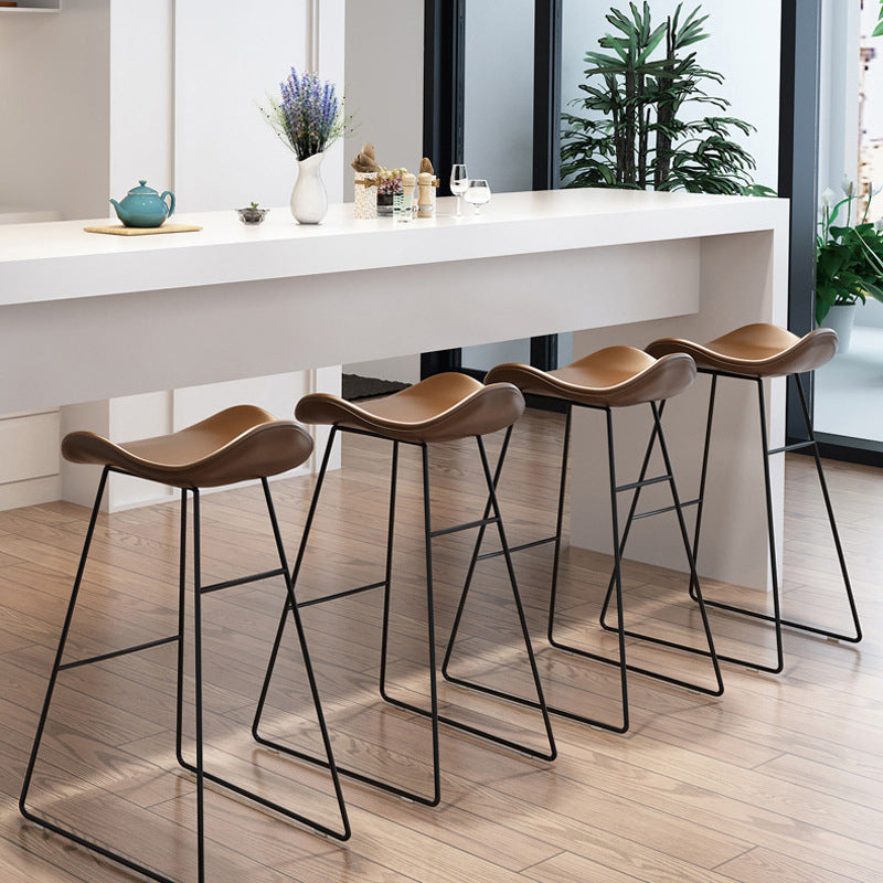 Industrial Style Bar-stool PU Leather Counter Bar Stool with Metal Legs for Home