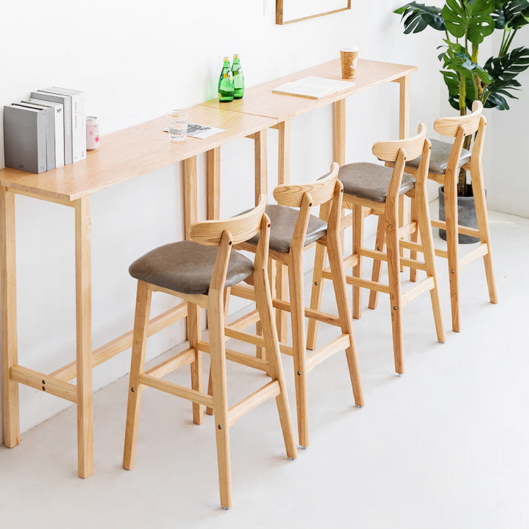 Scandinavian Restaurant Rubberwood Stool Matte Finish Upholstered Bar Stools