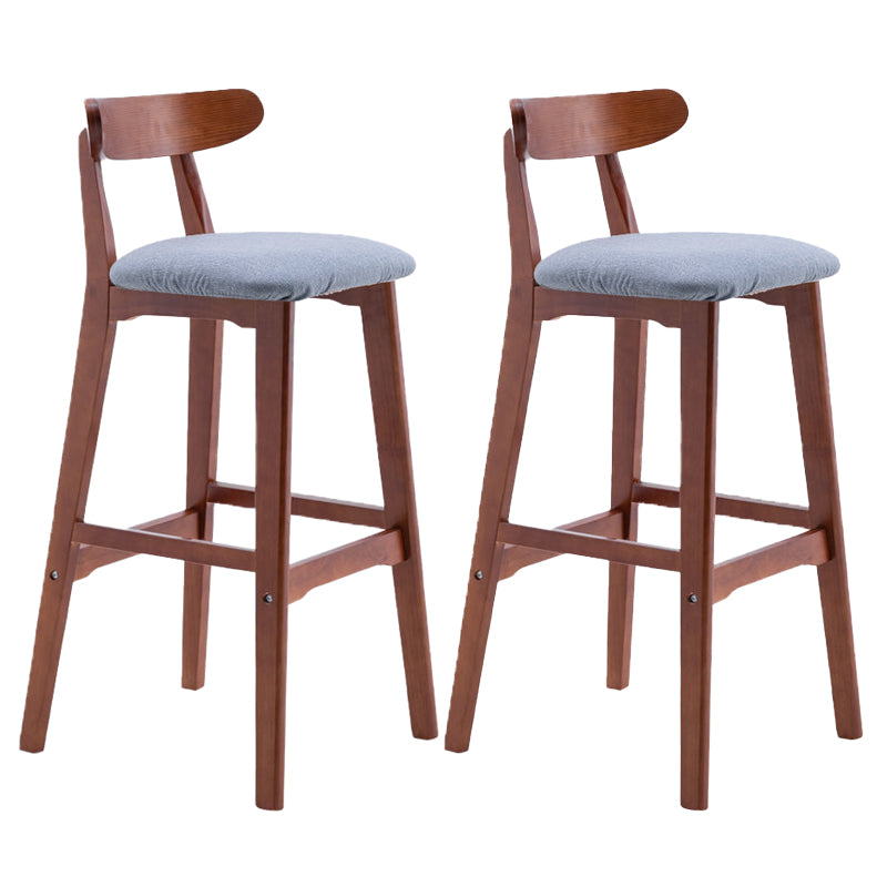 Scandinavian Restaurant Rubberwood Stool Matte Finish Upholstered Bar Stools