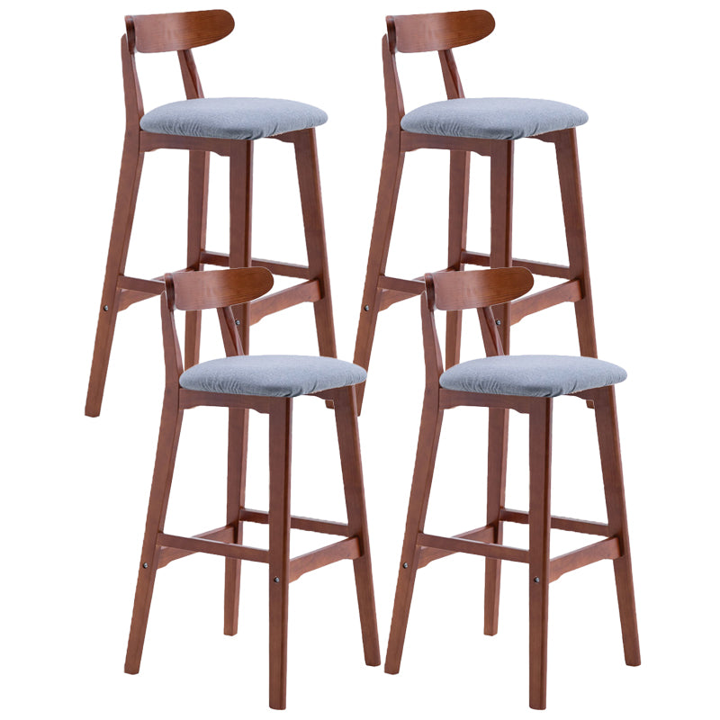 Scandinavian Restaurant Rubberwood Stool Matte Finish Upholstered Bar Stools