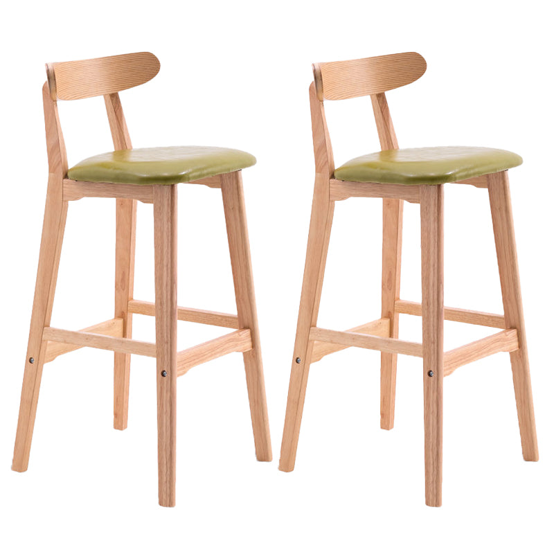 Scandinavian Restaurant Rubberwood Stool Matte Finish Upholstered Bar Stools