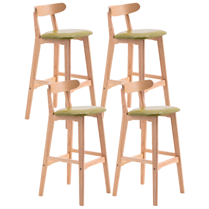 Scandinavian Restaurant Rubberwood Stool Matte Finish Upholstered Bar Stools