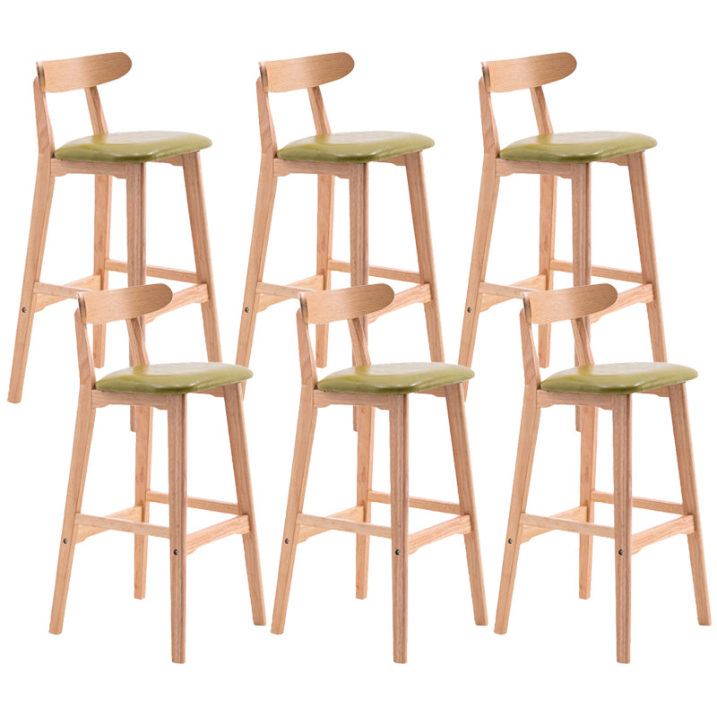 Scandinavian Restaurant Rubberwood Stool Matte Finish Upholstered Bar Stools
