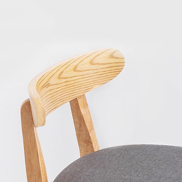 Scandinavian Restaurant Rubberwood Stool Matte Finish Upholstered Bar Stools