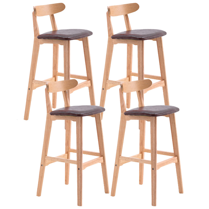 Scandinavian Restaurant Rubberwood Stool Matte Finish Upholstered Bar Stools