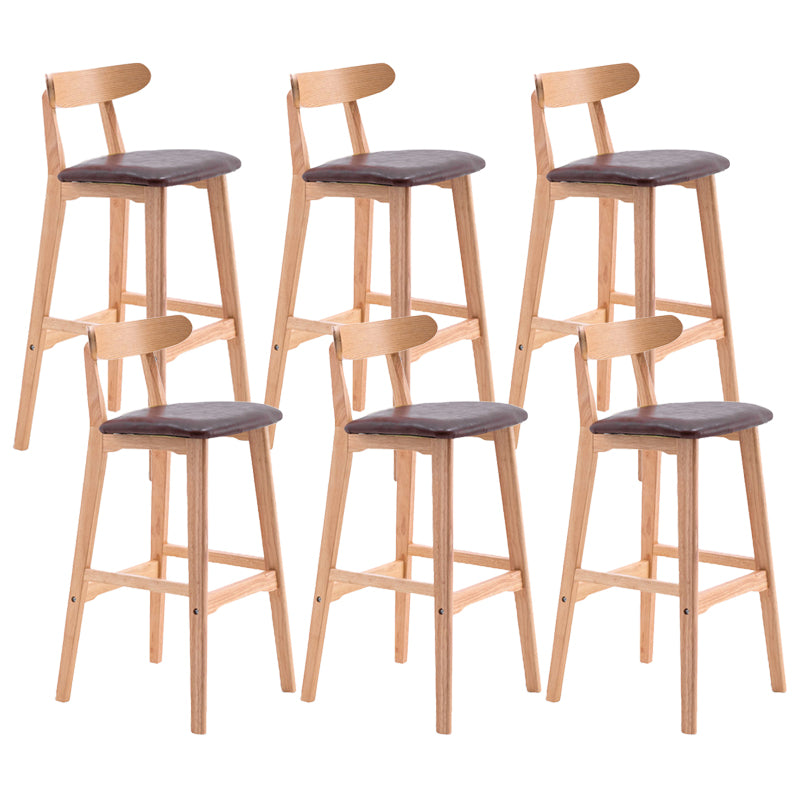 Scandinavian Restaurant Rubberwood Stool Matte Finish Upholstered Bar Stools