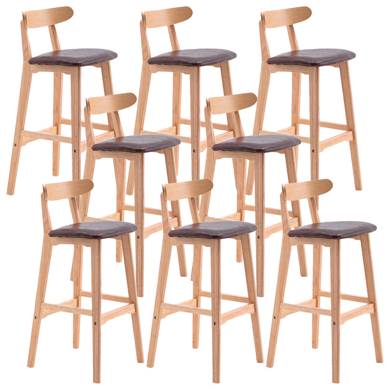 Scandinavian Restaurant Rubberwood Stool Matte Finish Upholstered Bar Stools