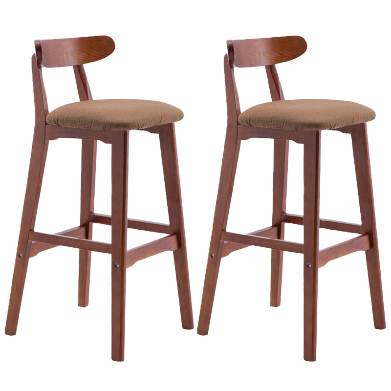Scandinavian Restaurant Rubberwood Stool Matte Finish Upholstered Bar Stools