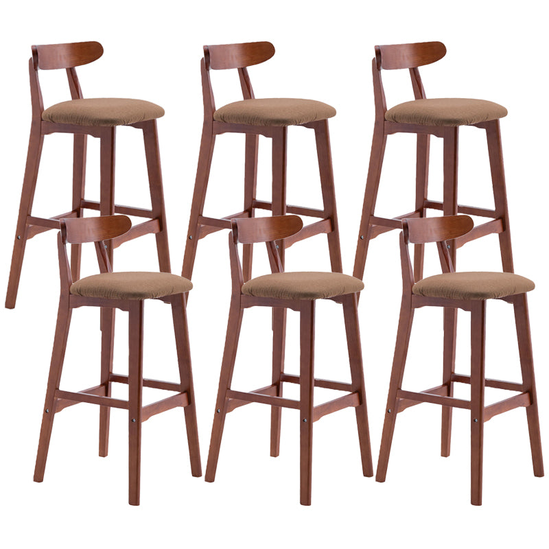 Scandinavian Restaurant Rubberwood Stool Matte Finish Upholstered Bar Stools
