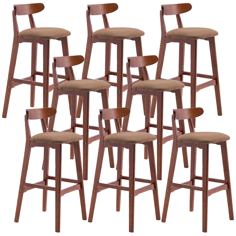 Scandinavian Restaurant Rubberwood Stool Matte Finish Upholstered Bar Stools