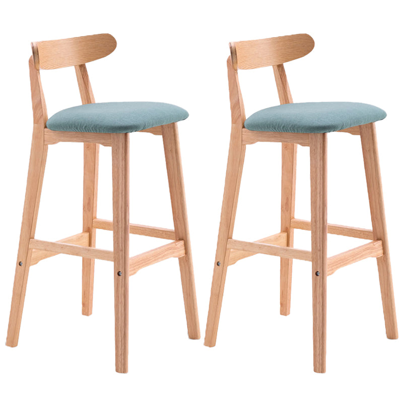 Scandinavian Restaurant Rubberwood Stool Matte Finish Upholstered Bar Stools
