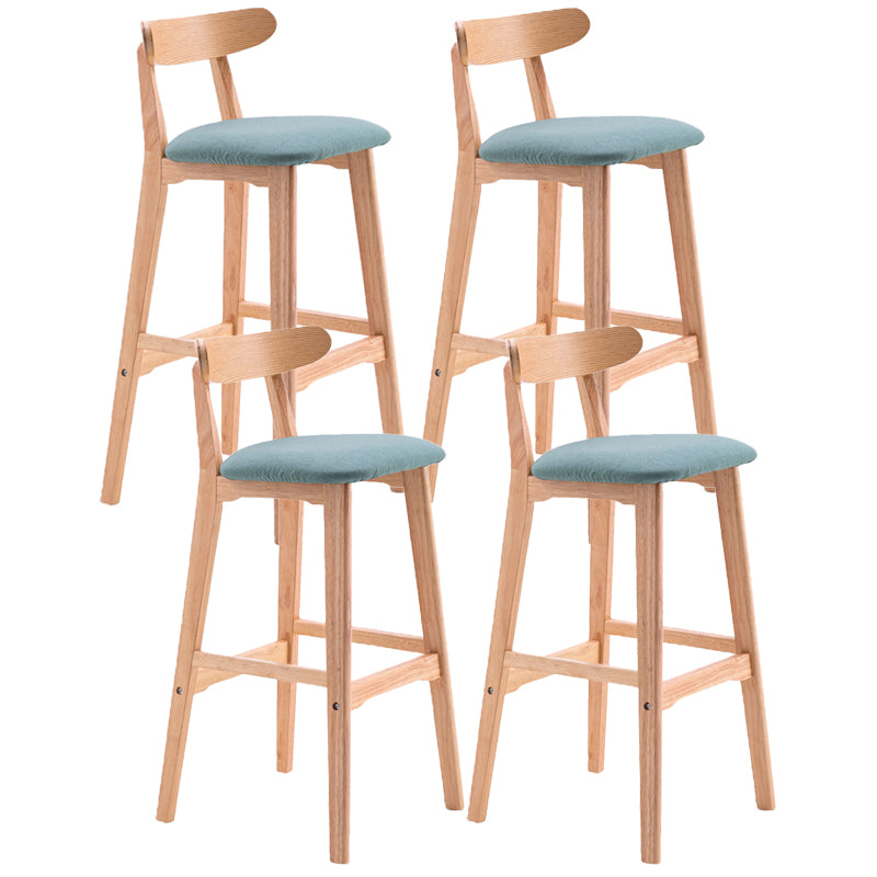Scandinavian Restaurant Rubberwood Stool Matte Finish Upholstered Bar Stools