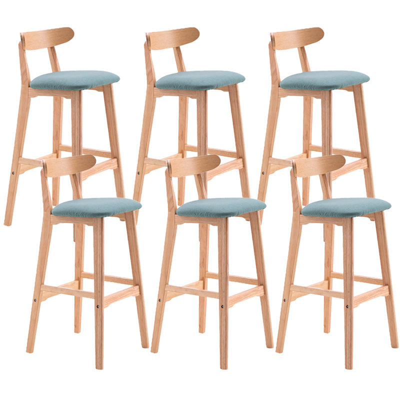 Scandinavian Restaurant Rubberwood Stool Matte Finish Upholstered Bar Stools