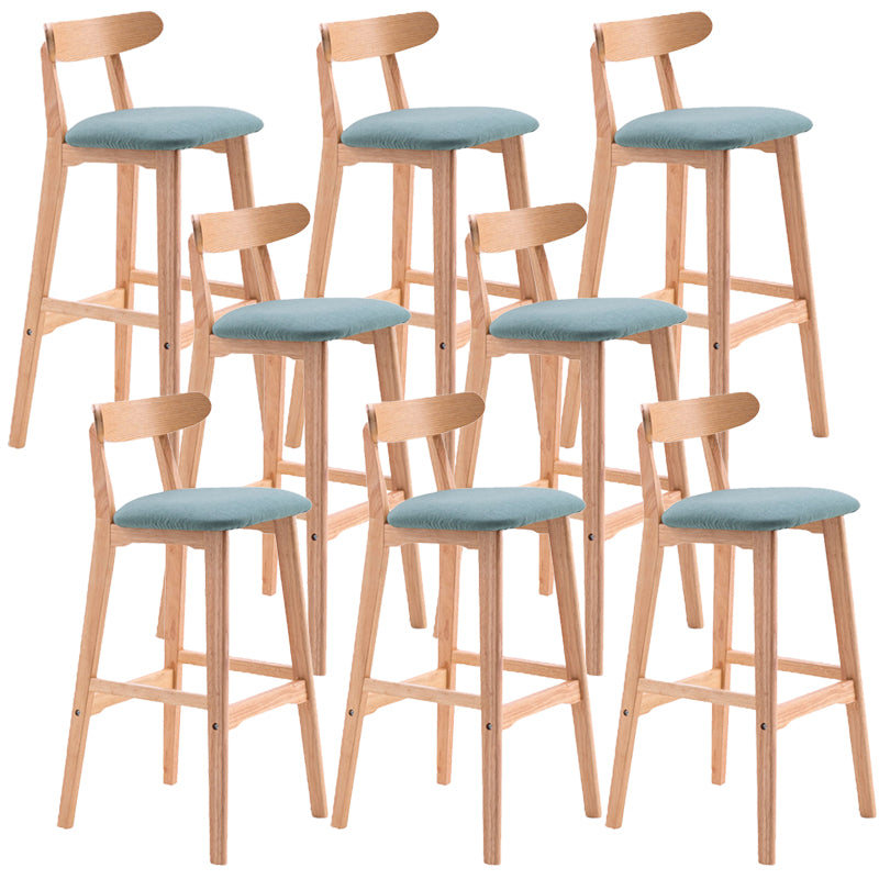 Scandinavian Restaurant Rubberwood Stool Matte Finish Upholstered Bar Stools