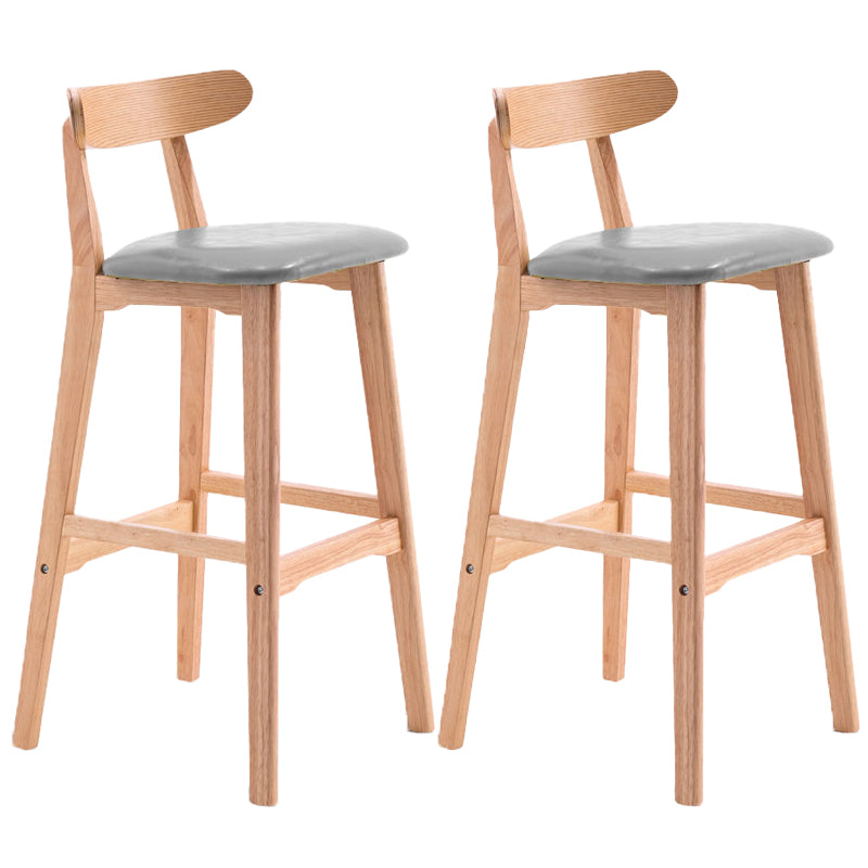 Scandinavian Restaurant Rubberwood Stool Matte Finish Upholstered Bar Stools