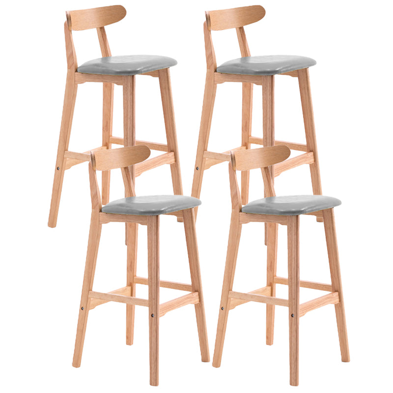 Scandinavian Restaurant Rubberwood Stool Matte Finish Upholstered Bar Stools