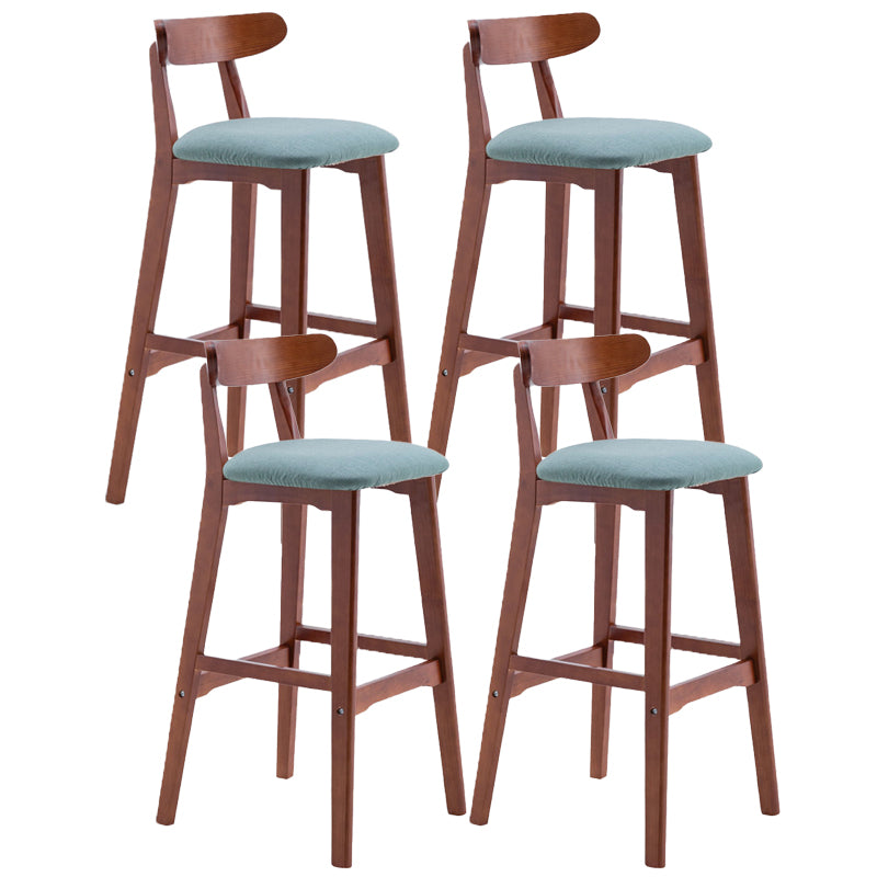 Scandinavian Restaurant Rubberwood Stool Matte Finish Upholstered Bar Stools