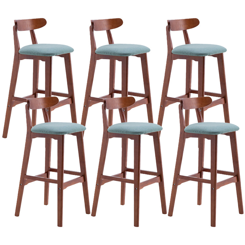 Scandinavian Restaurant Rubberwood Stool Matte Finish Upholstered Bar Stools