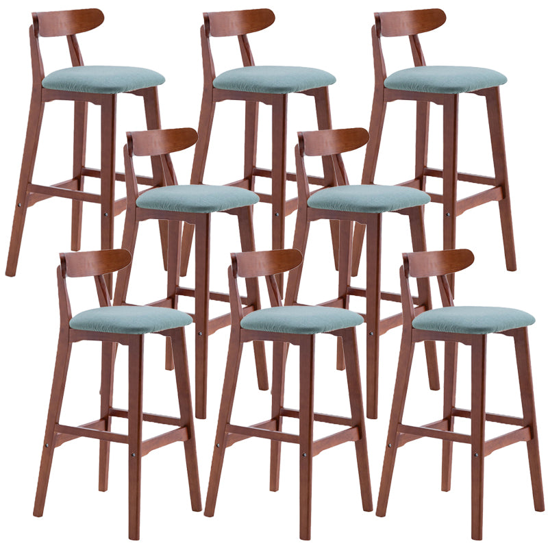Scandinavian Restaurant Rubberwood Stool Matte Finish Upholstered Bar Stools