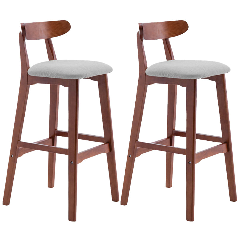 Scandinavian Restaurant Rubberwood Stool Matte Finish Upholstered Bar Stools